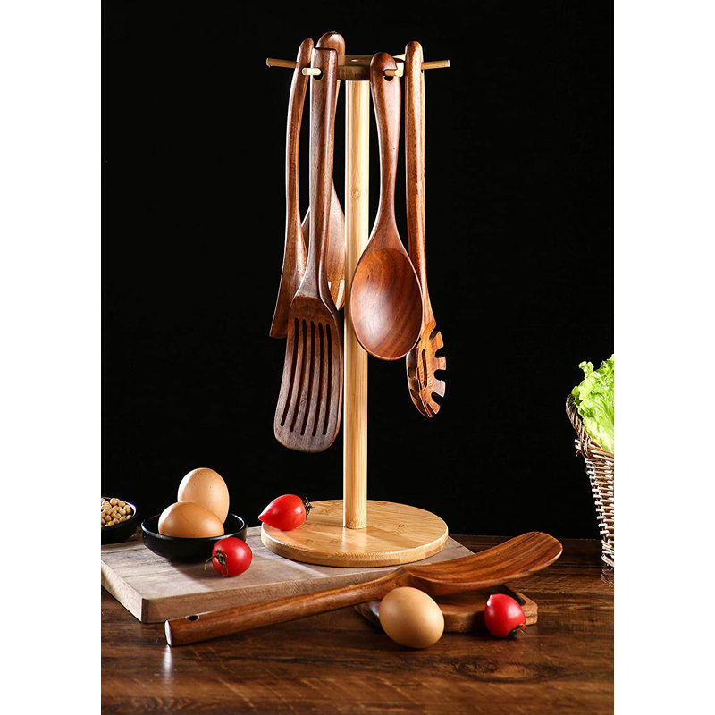 shanglixiansenxinmaoyi Wooden Kitchen Utensil Set, Bamboo Utensil